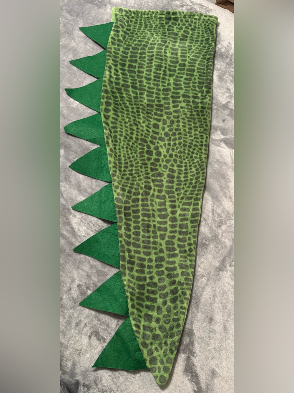 Green Reptile Print Costume Tail with Felt Spikes